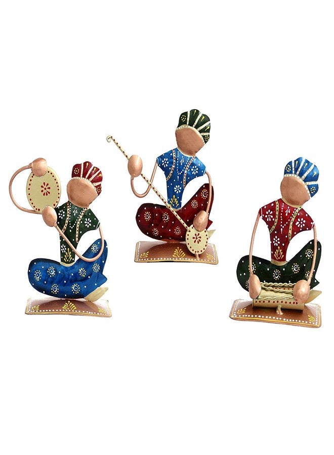 GUNENDRA Crafts Metal Rajasthani Musicians Item showpiece 4 x 6 Multicolour, 3 Pieces - Image 1